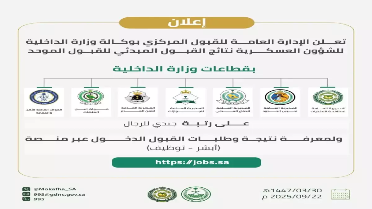 عاجل.. عاجل: رابط نتائج قبول الأمن العام 1447 برقم الهوية – آلاف المتقدمين ينتظرون القرار النهائي!