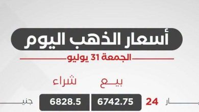 سعر الذهب اليوم الجمعة 31 يوليو 2026