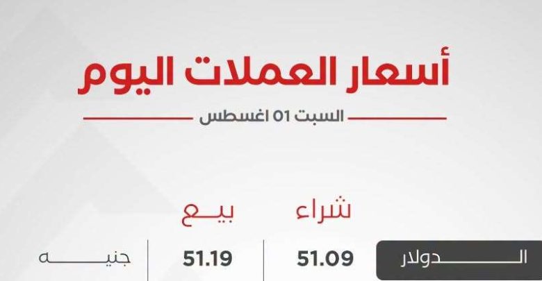 أسعار العملات أمام الجنيه اليوم السبت 1 أغسطس 2026