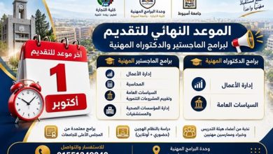 1 أكتوبر آخر موعد للتقديم على برامج الدراسات المهنية بجامعة أسيوط