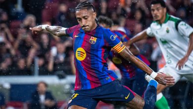 3 ضربات جزاء.. هاتريك رافينها يقود برشلونة لاكتساح راسينج بسباعية في الدوري الإسباني