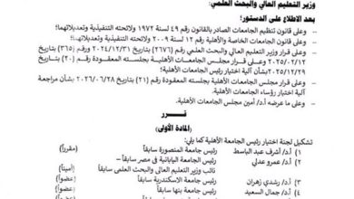 أول تشكيل للجنة اختيار رؤساء الجامعات الأهلية.. تعرف على الأعضاء