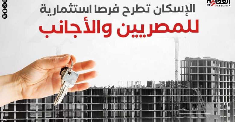 الإسكان تطرح فرصا استثمارية للمصريين والأجانب