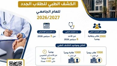 جامعة العاصمة تحدد موعد الكشف الطبي للطلاب الجدد 2026