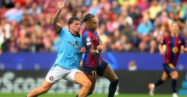 رافينها يدخل التاريخ في مباراة برشلونة وفينورد بـ دوري أبطال أوروبا