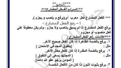 شرح الفعل المضارع ومصادر الفعل الثلاثي.. 200 سؤال في النحو لطلاب ثانية بكالوريا
