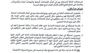 ضوابط صرف حافز التدريس للمعلمين المشاركين في أعمال الامتحانات